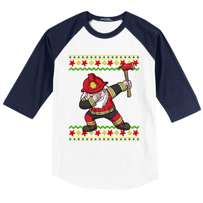 Firefighter Santa Claus Fire Ugly Christmas Fire Warden Gift Baseball Sleeve Shirt