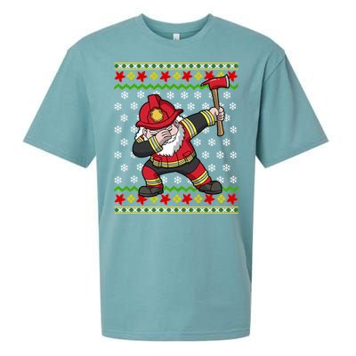 Firefighter Santa Claus Fire Ugly Christmas Fire Warden Gift Sueded Cloud Jersey T-Shirt