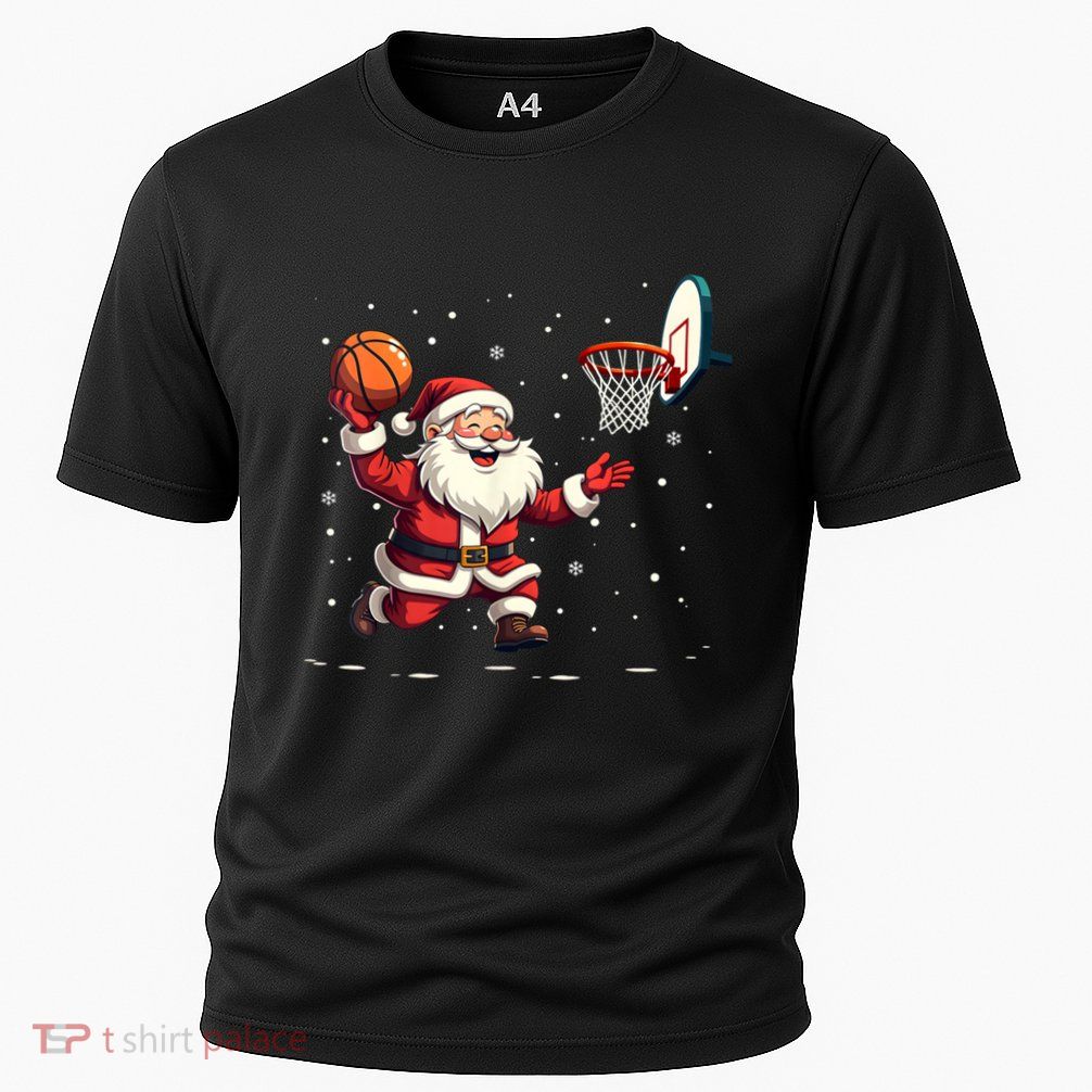 Funny Santa Claus Playing Basketball Merry Christmas Cool Gift Cooling Performance Crew T-Shirt