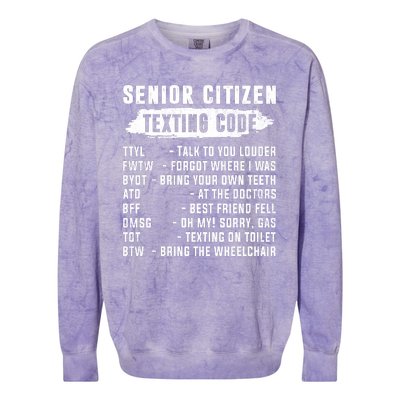 Funny Senior Citizens Texting Code Fathers Day For Grandpa Colorblast Crewneck Sweatshirt