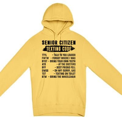 Funny Senior Citizens Texting Code Fathers Day For Grandpa Premium Pullover Hoodie