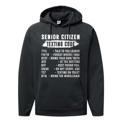 Funny Senior Citizens Texting Code Fathers Day For Grandpa Performance Fleece Hoodie