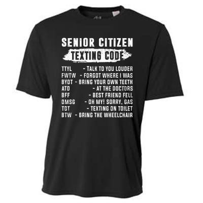 Funny Senior Citizens Texting Code Fathers Day For Grandpa Cooling Performance Crew T-Shirt