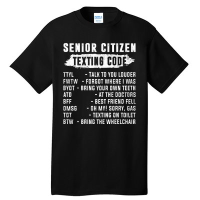 Funny Senior Citizens Texting Code Fathers Day For Grandpa Tall T-Shirt