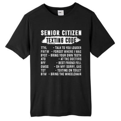 Funny Senior Citizens Texting Code Fathers Day For Grandpa Tall Fusion ChromaSoft Performance T-Shirt