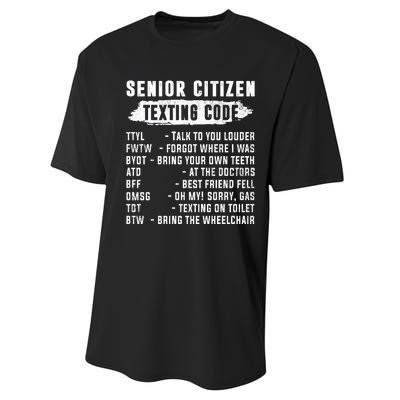 Funny Senior Citizens Texting Code Fathers Day For Grandpa Performance Sprint T-Shirt