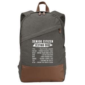 Funny Senior Citizens Texting Code Fathers Day For Grandpa Cotton Canvas Backpack