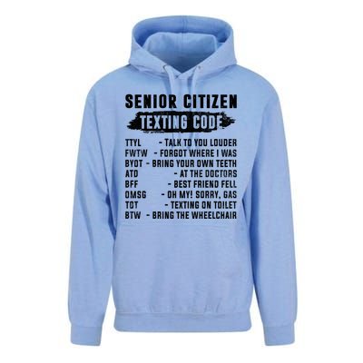 Funny Senior Citizens Texting Code Fathers Day For Grandpa Unisex Surf Hoodie