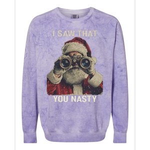 Funny Santa Claus I Saw That You Nasty Christmas Retro Xmas Colorblast Crewneck Sweatshirt