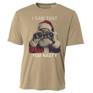 Funny Santa Claus I Saw That You Nasty Christmas Retro Xmas Cooling Performance Crew T-Shirt