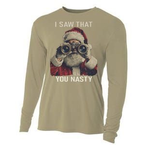 Funny Santa Claus I Saw That You Nasty Christmas Retro Xmas Cooling Performance Long Sleeve Crew