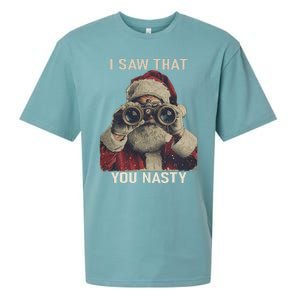 Funny Santa Claus I Saw That You Nasty Christmas Retro Xmas Sueded Cloud Jersey T-Shirt