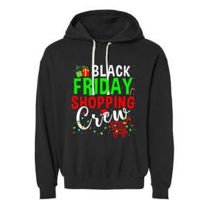 Friday Shopping Crew Christmas Lights Black Shopping Family  Garment-Dyed Fleece Hoodie