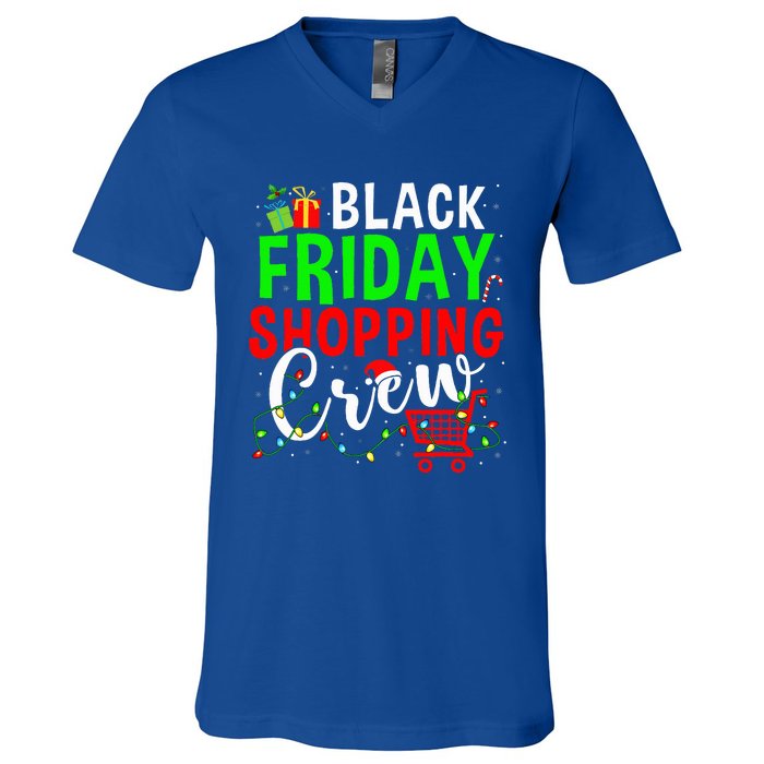 Friday Shopping Crew Christmas Lights Black Shopping Family  V-Neck T-Shirt