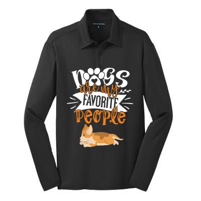 Funny Sleeping Cute Dog Quote Dogs Are My Favorite People Gift Silk Touch Performance Long Sleeve Polo