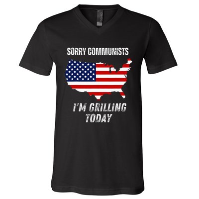 Funny Sorry Communists IM Grilling Today V-Neck T-Shirt