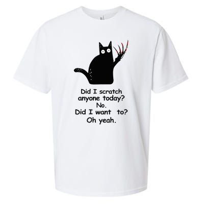 Funny Sarcastic Cat Have I Scratched Anyone Today Black Cat Sueded Cloud Jersey T-Shirt