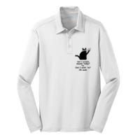 Funny Sarcastic Cat Have I Scratched Anyone Today Black Cat Silk Touch Performance Long Sleeve Polo