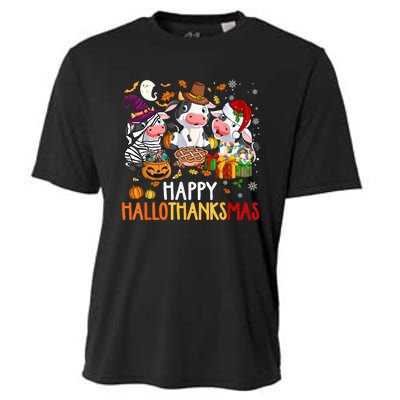 Funny Santa Cow Happy HalloThanksMas Costume Cooling Performance Crew T-Shirt