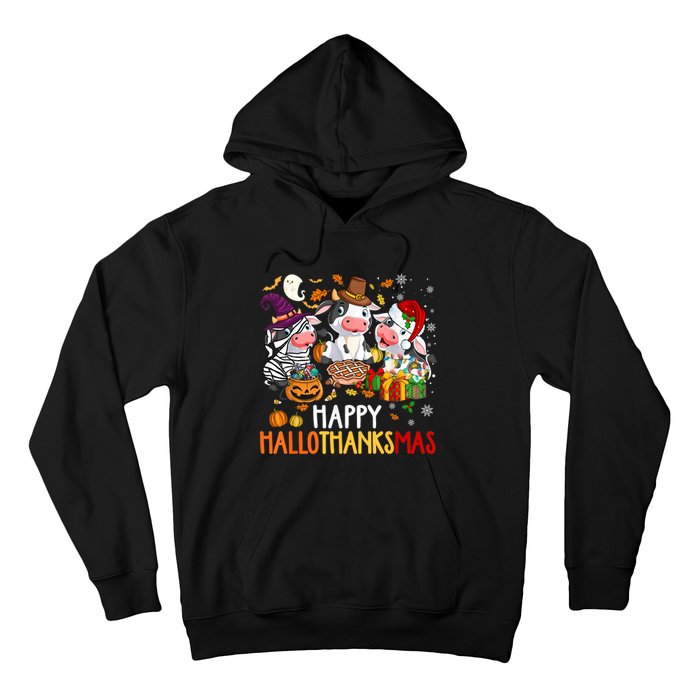 Funny Santa Cow Happy HalloThanksMas Costume Hoodie