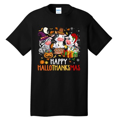 Funny Santa Cow Happy HalloThanksMas Costume Tall T-Shirt