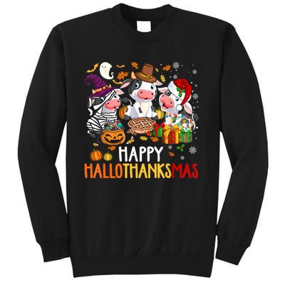 Funny Santa Cow Happy HalloThanksMas Costume Tall Sweatshirt