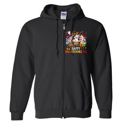 Funny Santa Cow Happy HalloThanksMas Costume Full Zip Hoodie