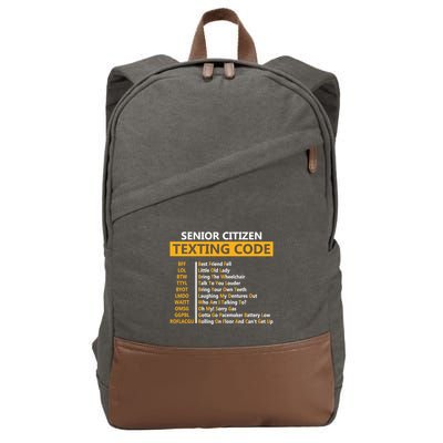 Funny Senior CitizenS Texting Code Design Gift For Grandpa Gift Cotton Canvas Backpack