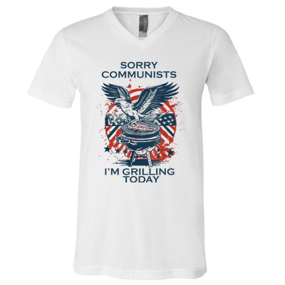 Funny Sorry Communists IM Grilling Today V-Neck T-Shirt