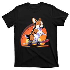 Funny Skateboarding Corgi T-Shirt