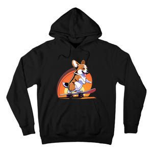 Funny Skateboarding Corgi Tall Hoodie