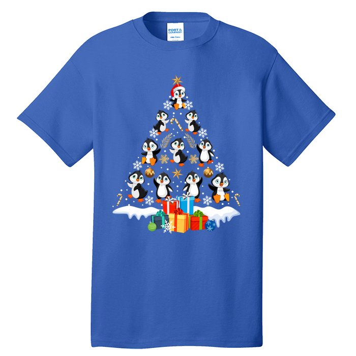 Funny Santa Claus Penguin Xmas Tree Lights Merry Christmas Gift Tall T-Shirt