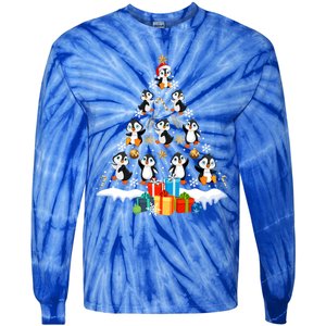 Funny Santa Claus Penguin Xmas Tree Lights Merry Christmas Gift Tie-Dye Long Sleeve Shirt