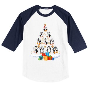 Funny Santa Claus Penguin Xmas Tree Lights Merry Christmas Gift Baseball Sleeve Shirt