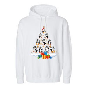 Funny Santa Claus Penguin Xmas Tree Lights Merry Christmas Gift Garment-Dyed Fleece Hoodie