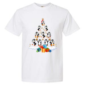 Funny Santa Claus Penguin Xmas Tree Lights Merry Christmas Gift Garment-Dyed Heavyweight T-Shirt