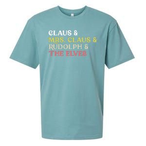 Funny Santa Claus Family Mrs Claus Rudolph Elves Christmas Sueded Cloud Jersey T-Shirt