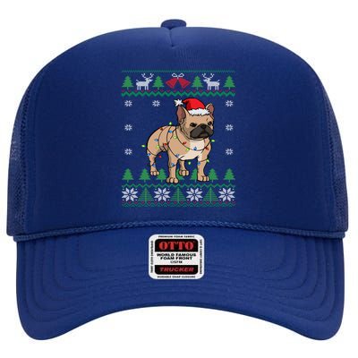 Frenchie Santa Claus Cute French Bulldog Ugly Christmas Gift High Crown Mesh Back Trucker Hat