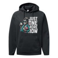 Funny Skeleton Crocheting Knitting Lover Just One More Row Performance Fleece Hoodie