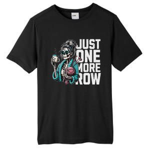 Funny Skeleton Crocheting Knitting Lover Just One More Row Tall Fusion ChromaSoft Performance T-Shirt