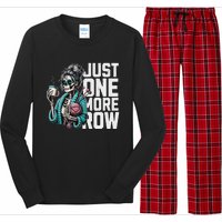 Funny Skeleton Crocheting Knitting Lover Just One More Row Long Sleeve Pajama Set