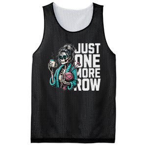 Funny Skeleton Crocheting Knitting Lover Just One More Row Mesh Reversible Basketball Jersey Tank