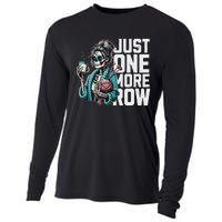 Funny Skeleton Crocheting Knitting Lover Just One More Row Cooling Performance Long Sleeve Crew