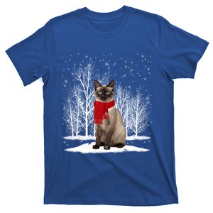 Funny Siamese Cat Wearing Ugly Christmas Scarf Xmas Gift T-Shirt