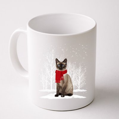 Funny Siamese Cat Wearing Ugly Christmas Scarf Xmas Gift Coffee Mug