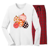 Festive Santa Claus Christmas Retro Vibes Women's Long Sleeve Flannel Pajama Set 