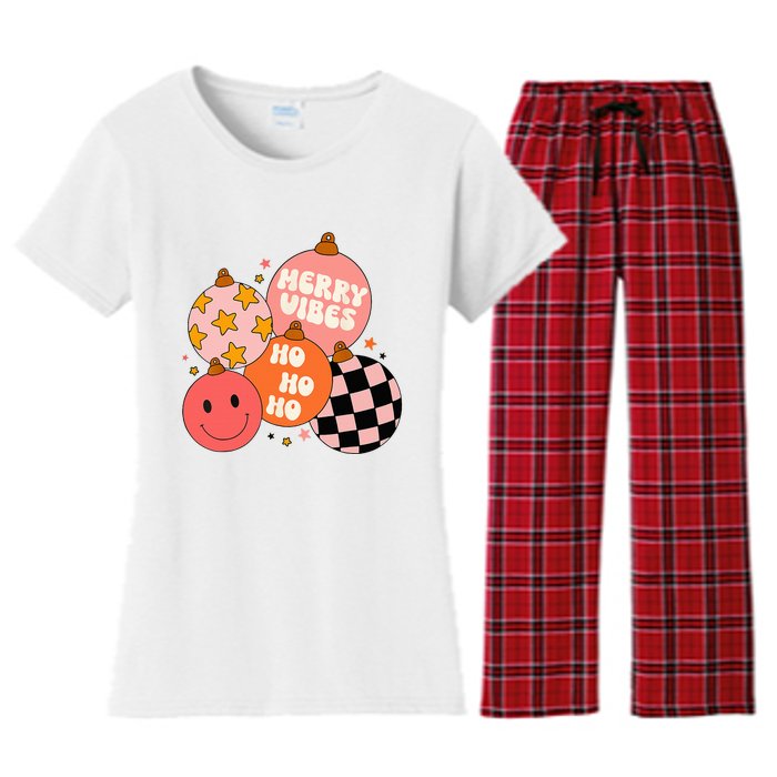 Festive Santa Claus Christmas Retro Vibes Women's Flannel Pajama Set