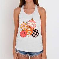 Festive Santa Claus Christmas Retro Vibes Women's Knotted Racerback Tank