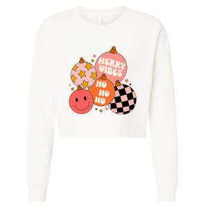 Festive Santa Claus Christmas Retro Vibes Cropped Pullover Crew