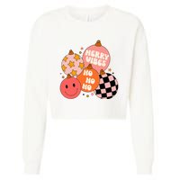 Festive Santa Claus Christmas Retro Vibes Cropped Pullover Crew